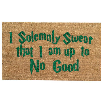 Hand Painted "Harry Potter" Welcome Mat, Kelly Green, "I Solemnly Swear..."