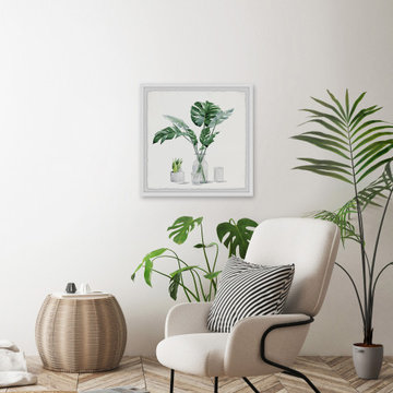 "Monstera Leaf in Glass" Framed Painting Print
