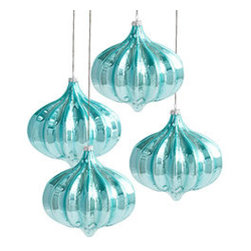 Blue Urchin Ornaments - Set of 4 - New - Christmas Ornaments