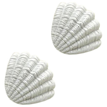Ocean Style Drawer Pull Handles Cabinet Knobs, Set of 2, White Shell