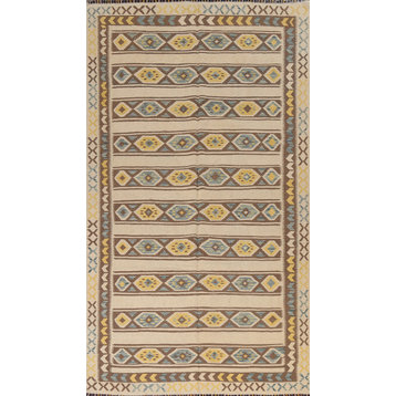Geometric Kilim Oriental Area Rug Hand-woven Wool Carpet 7x10