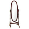 Cherry Finish Oval Cheval Mirror Full Length Solid Wood Floor Mirror