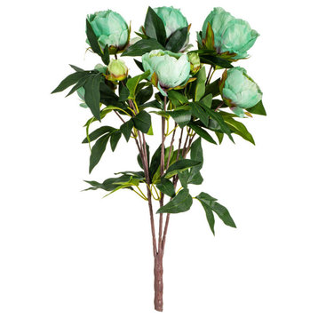 Vickerman 23" Peony Bush with 6 Flowers, Green