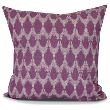 Peace 2, Geometric Print Outdoor Pillow, Purple, 16" x 16"