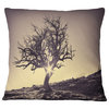 Lonely Gray Tree in Mountain Landscape Printed Throw Pillow, 16"x16"