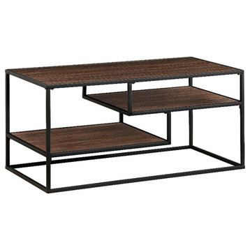 40" Contemporary Metal and Wood Coffee Table - Dark Walnut