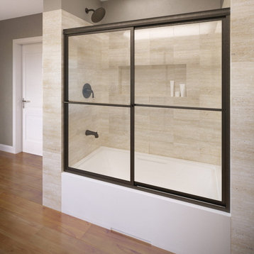 Deluxe Framed Sliding Bathtub Shower Door, Fits 57-59", Clear, Oil Rubbed Bronze