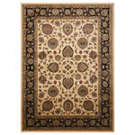 Nourison - Delano Persian Area Rug, Ivory/Black, 5'3"x7'3" - The exquisitely refined appeal of a traditional floral design in classic tones of black and ivory. Serene elegance in an area rug that will bring an incomparable aura of fashion sophistication to any room in your home. Expertly power-loomed from top quality polypropylene yarns for luxuriously supple texture and years of lasting beauty.