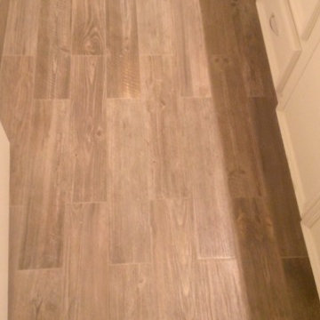 BATHROOM - 12" x 24" Gray Wall Tile / 5" x 24" Wood Plank Floor Tile