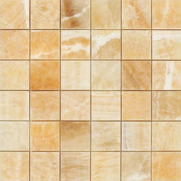 2 X 2 Honey Onyx Polished Brick Mosaic Tile