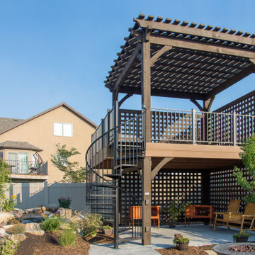Entertainment Size | 2 Story Pergola Deck with Spiral Staircase