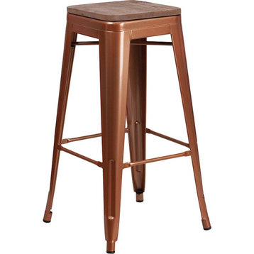 Flash Furniture 30" Backless Copper Barstool - ET-BT3503-30-POC-WD-GG