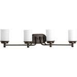 Progress Lighting - 4-Light Bath and Vanity, Rubbed Bronze With Etched Opal Shades - Four-light Bath