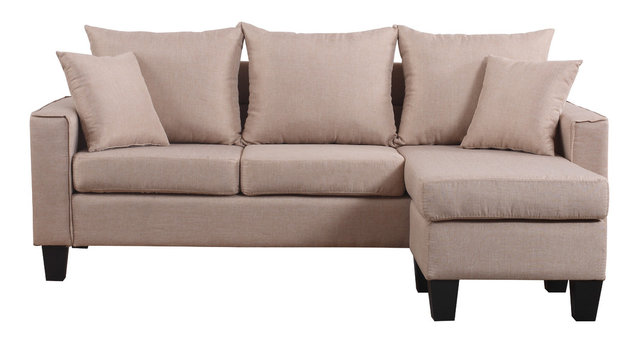 Modern Linen Fabric Small Space Sectional Sofa with Reversible ... Modern Linen Fabric Small Space Sectional Sofa with Reversible ...