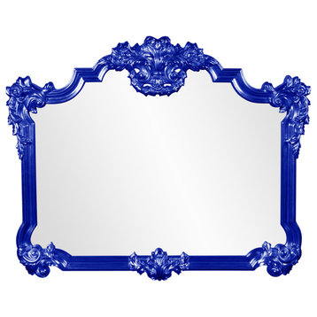 Avondale Unique Mirror Custom Painted, Ornate, 39 X 48, Glossy Royal Blue
