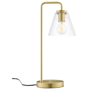 Element Glass Table Lamp, Satin Brass