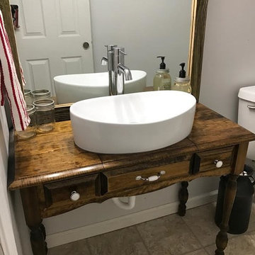 Custom Vessel Sink, Cabinet and Mirror