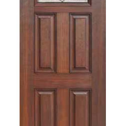 Single Door 80 Fiberglass Versailles 4 Panel Camber Lite Glass - Front Doors