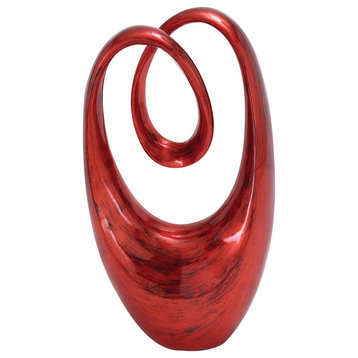 Contemporary Red Polystone Sculpture 50105