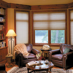Pleated Shades | Traditional Home Office | Brown | Library Den - Cellular Shades