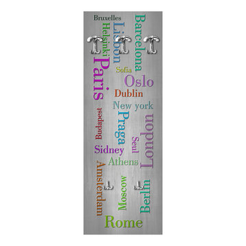 City Names Collage Wall Coat Rack