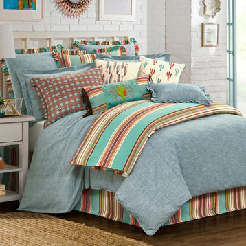 Serape Turquoise Bed Skirt, Twin, 1PC