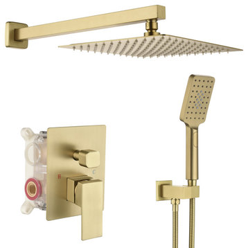 Complete Shower System With Multi-Function Hand Shower, Brushed Gold