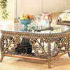Wicker Coffee Table with Glass Top (White)