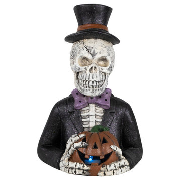 23.5" LED Lighted Skeleton With Jack-O-Lantern Halloween Decoration