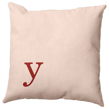 20"x20" Modern Monogram Decorative Throw Pillow, Maple Red