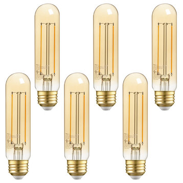 6-Pack Dimmable Vintage Edison Bulbs, UL Listed T10 LED Bulb