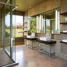 open shelving in game bath
