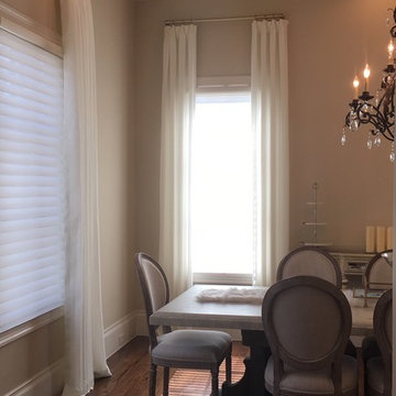 Dining Room Sheer Linen Drapes French Returns Gold Brass