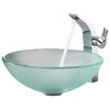 Kraus Frosted Glass Vessel Sink and Illusio Faucet Chrome