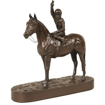 Sculpture EQUESTRIAN Lodge Number 9 Horse and Jockey by Belden