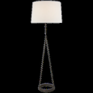 Dauphine Floor Lamp in Aged Iron with Linen Shade