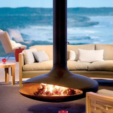 Gyrofocus, suspended wood fireplace by Focus Fires.