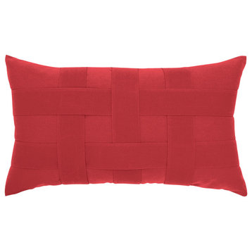 Basketweave Rouge Lumbar Indoor/Outdoor Performance Pillow, 12"x20"
