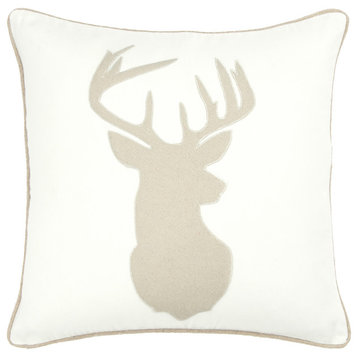 Deer Pillow Ivory, Natural, Down, 20"x20"
