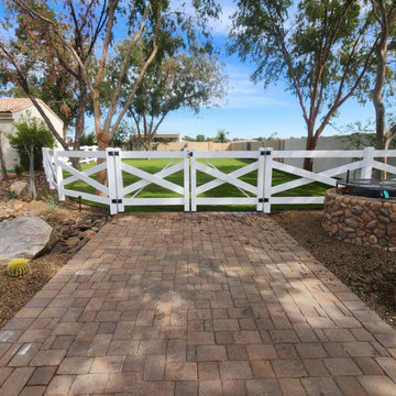 White Vinyl Crossbuck Fence Idea for Backyard Patios
