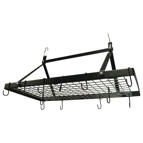 Range Kleen 18-Piece Enameled Black Rectangle Pot Rack