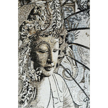 Tara Indian Goddess Marble Mosaic Mural, 31"x47"