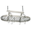 Handcrafted Classic Oval Ceiling Pot Rack w 12 Hooks Stainless Steel