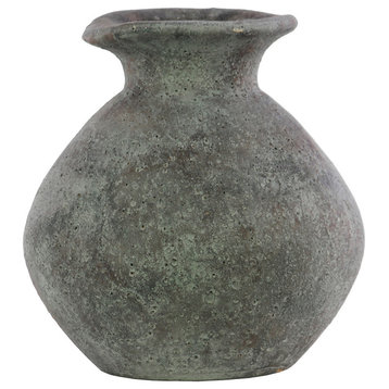 Urban Trends Terracotta Bellied Round Flower Pot With Gray Finish 70962