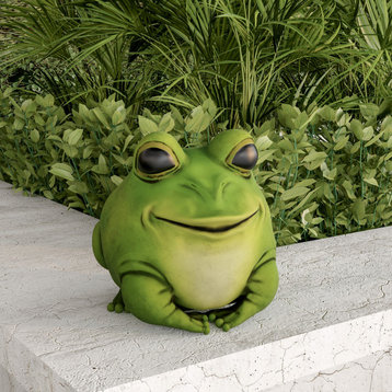 Frog Statue-Resin Chubby Animal Figurine for Outdoor Lawn and Garden Decor