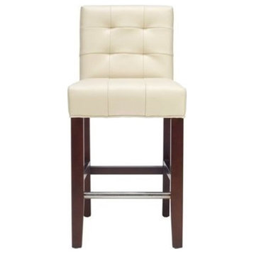 Safavieh Thompson Bicast Leather 24" Counter Stool in Beige