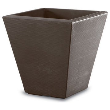 Gramercy Double Walled Low Square Planter, Old Bronze, 20"