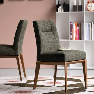 Tosca Chair - Walnut Frame - Tweed Forest Green Seat Finish
