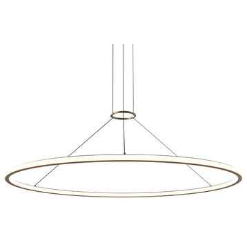 Luna 60" Round LED Pendant With 20' Cord/Cable, Painted Brass, 3000k