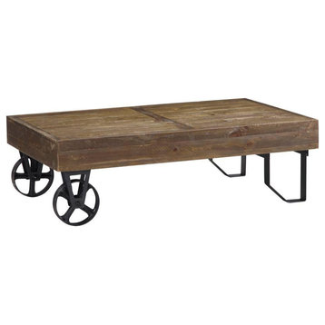 Crafters and Weavers Harding Reclaimed Wood Industrial Cart Coffee Table